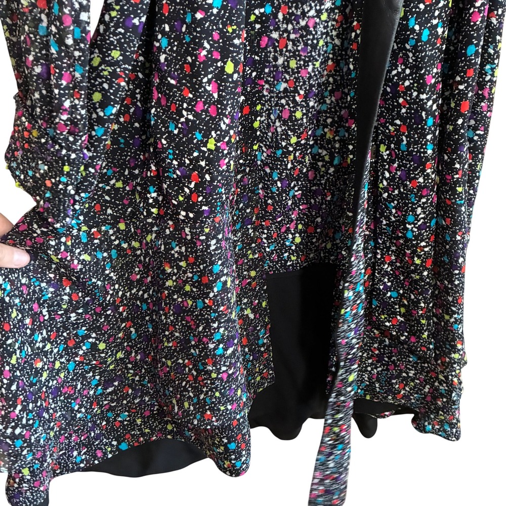 Diane von Furstenberg Silk Paint Splatter Wrap Dress 6 Black Multicolor Womens - Picture 4 of 14